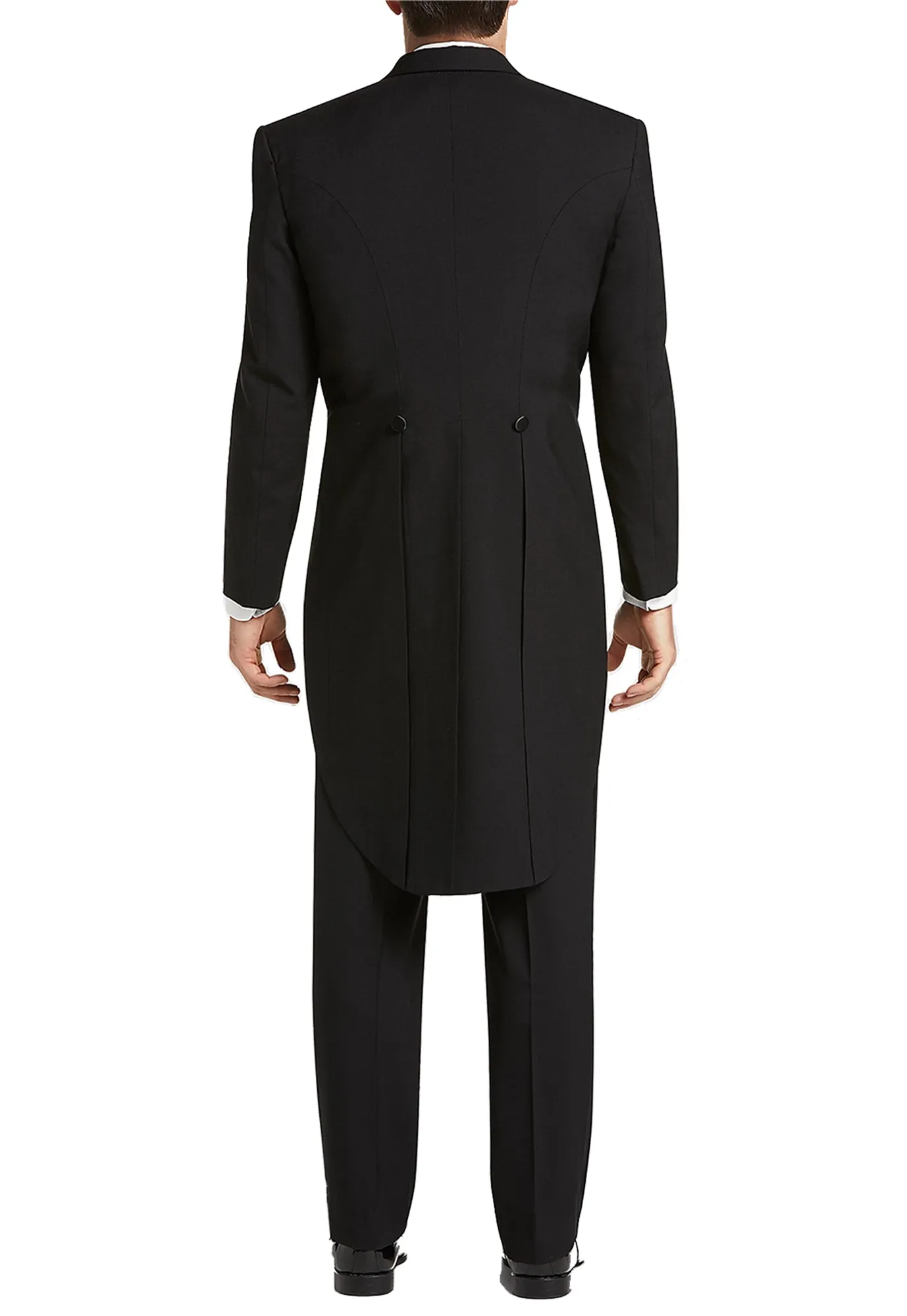 Men's Black, Satin Peak Lapel, Full Dress Tail Coat Tuxedo Jacket