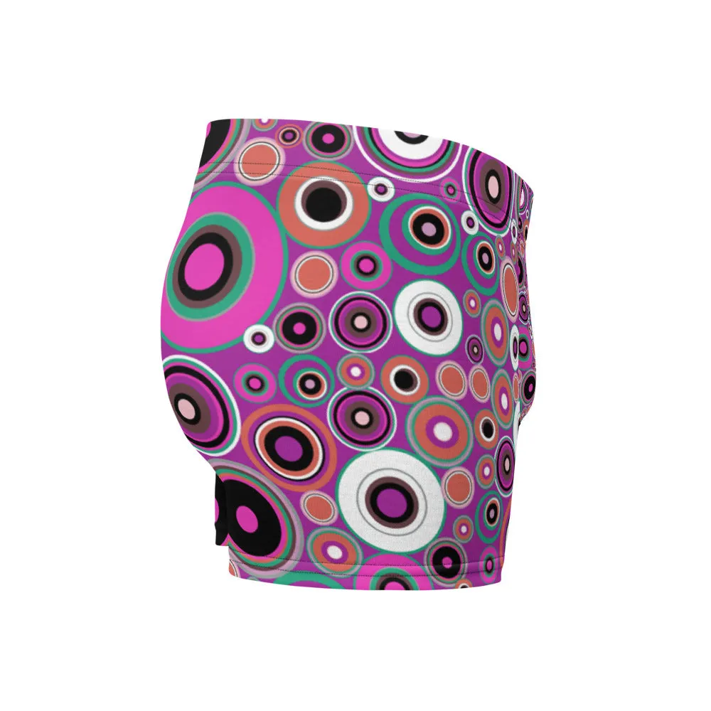 Mens Boxer Briefs | Pink 60s Circle Retro Design Shapes