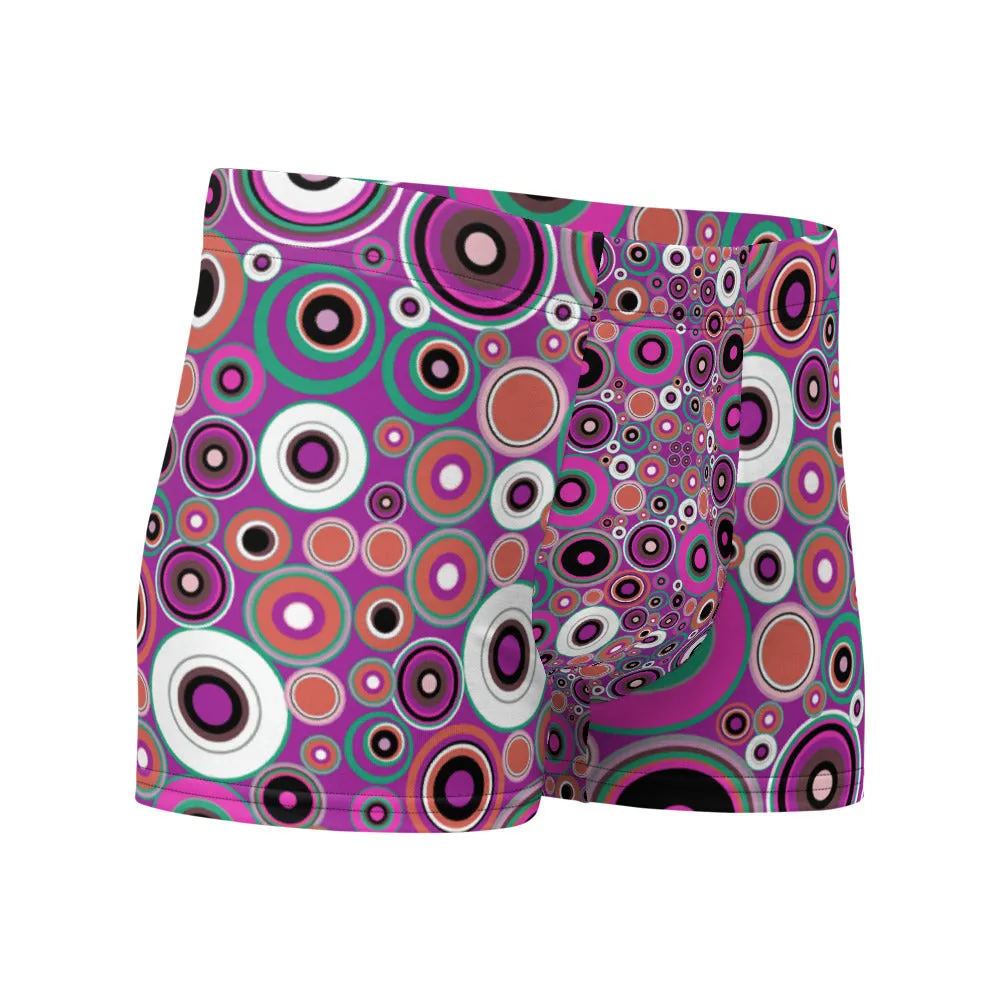 Mens Boxer Briefs | Pink 60s Circle Retro Design Shapes