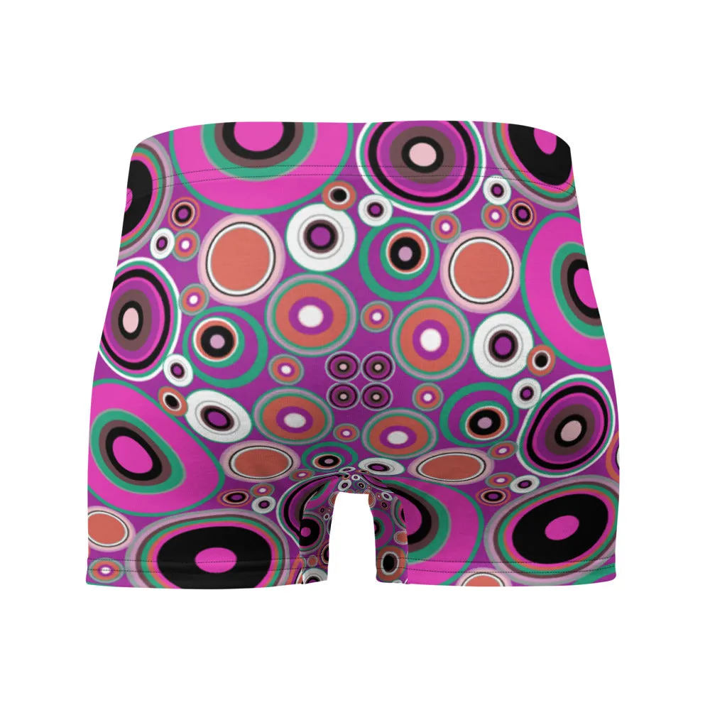 Mens Boxer Briefs | Pink 60s Circle Retro Design Shapes