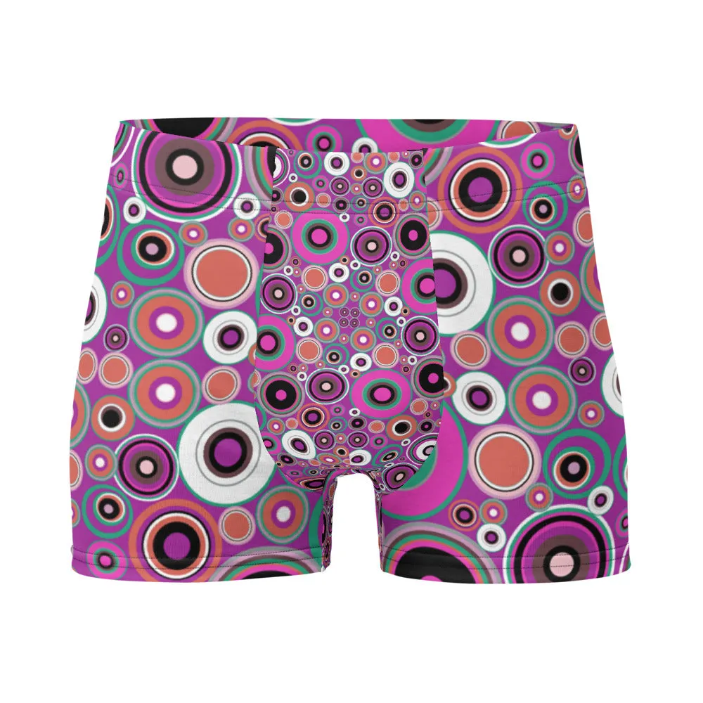 Mens Boxer Briefs | Pink 60s Circle Retro Design Shapes