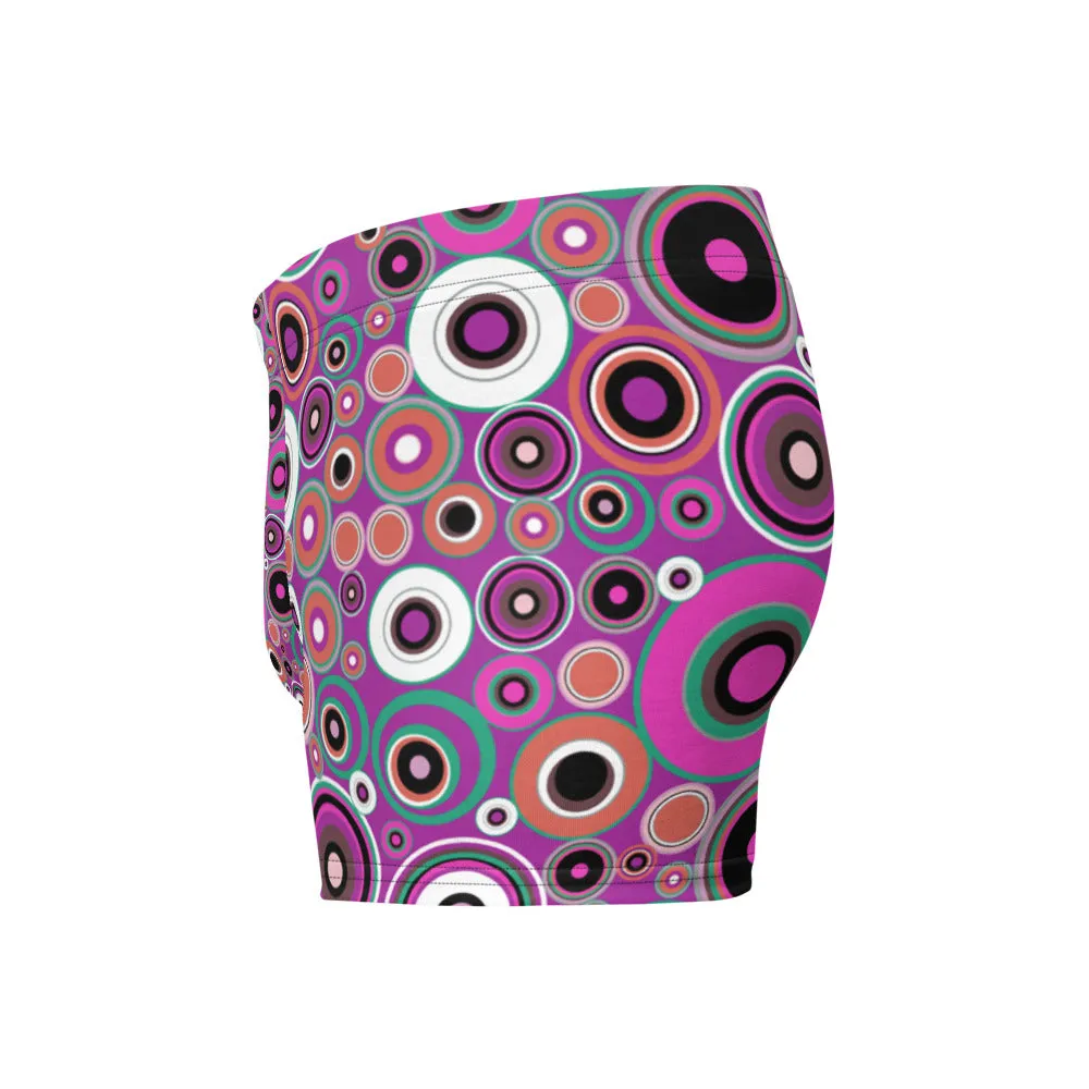 Mens Boxer Briefs | Pink 60s Circle Retro Design Shapes