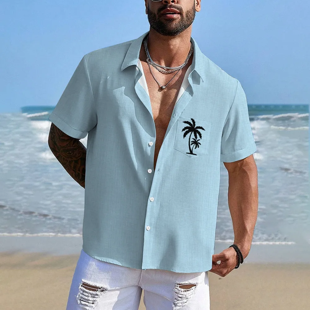 Men's Casual Hawaiian Print Button-Down Short Sleeve Shirt 2408005856