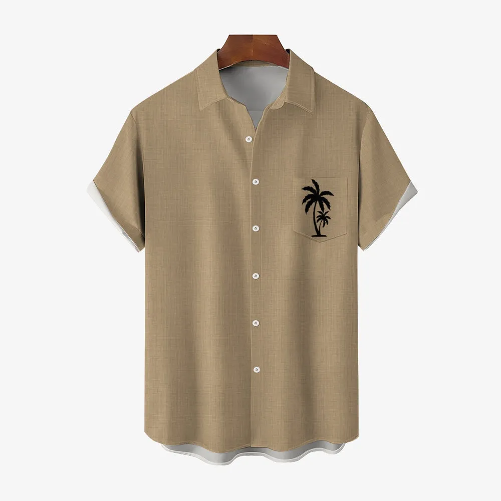 Men's Casual Hawaiian Print Button-Down Short Sleeve Shirt 2408005856