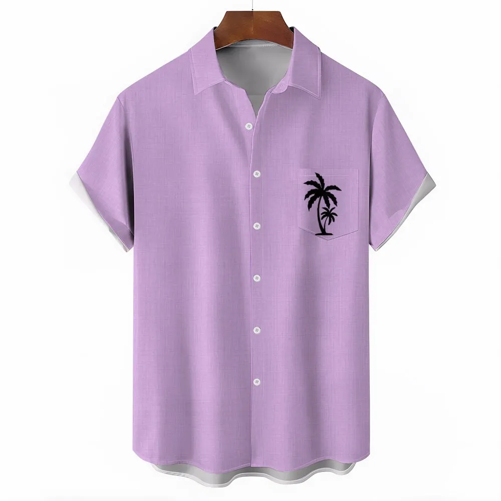 Men's Casual Hawaiian Print Button-Down Short Sleeve Shirt 2408005856