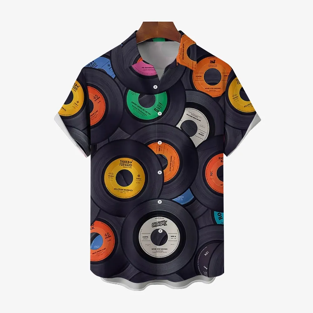 Men's Fun Printed Casual Chest Pocket Short Sleeve Shirt 2309000439