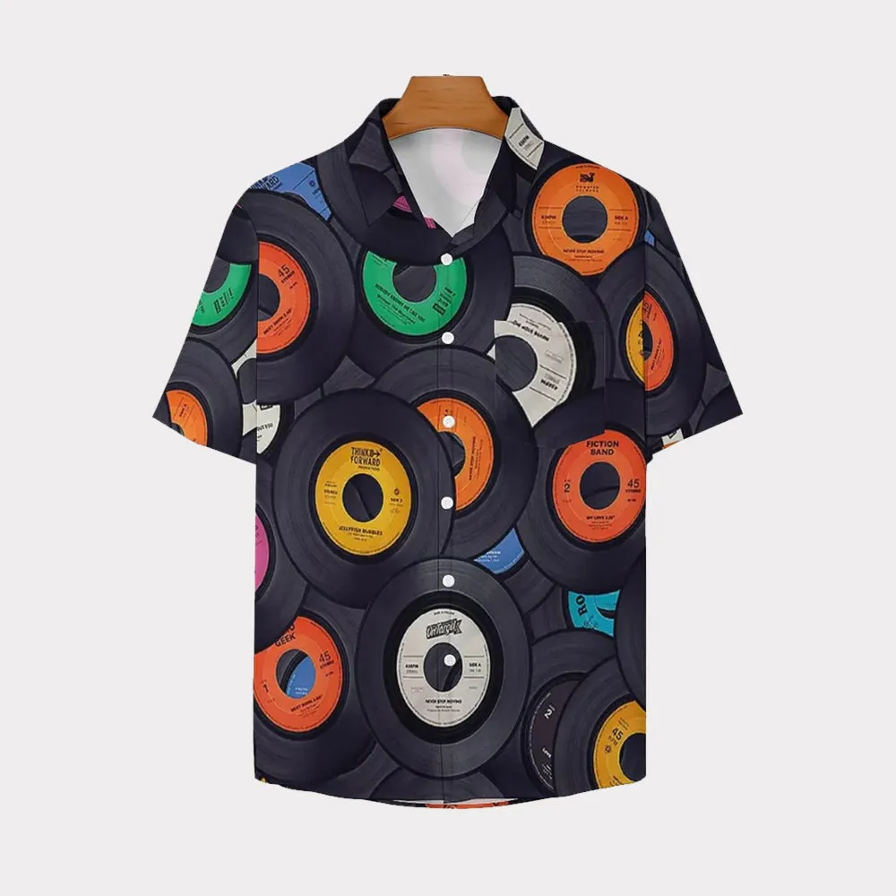 Men's Fun Printed Casual Chest Pocket Short Sleeve Shirt 2309000439