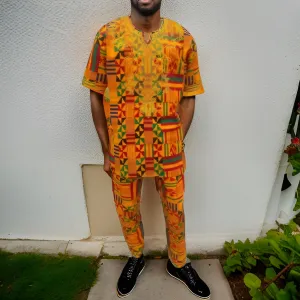 Men's Kente Embroidered Pant Set (Large)