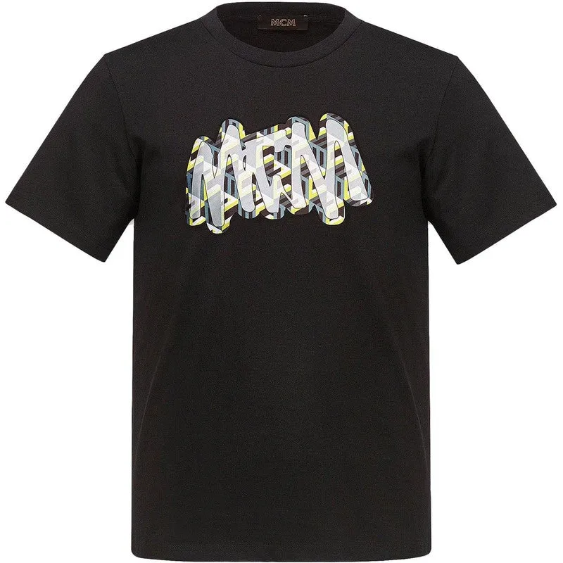 Men's MCM Sommer Cubic Logo Print T-Shirt in Organic Cotton