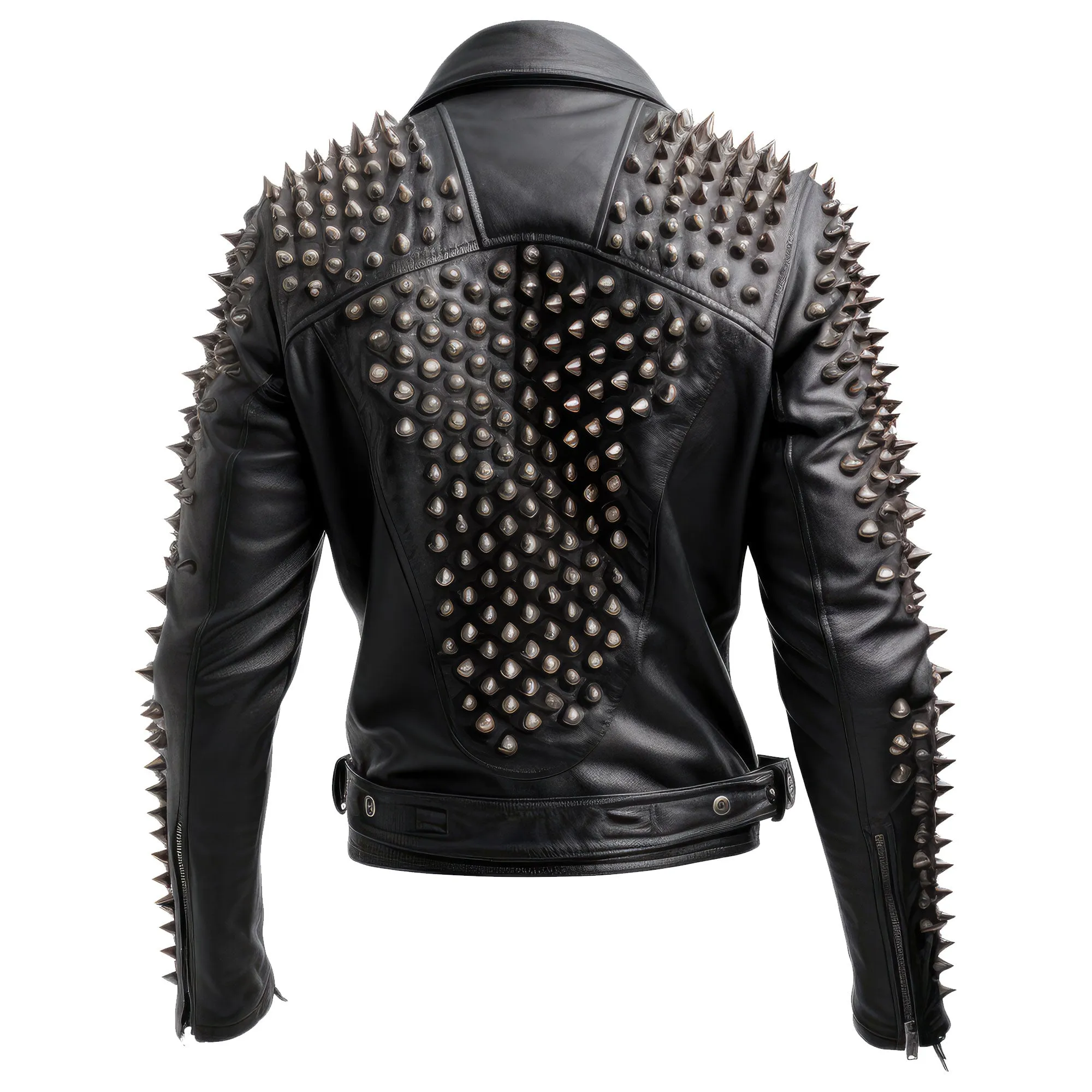Mens Motorbike PU Jacket Rock Punk Spike Studded Motorcycle Biker Moto Genuine Leather Jackets