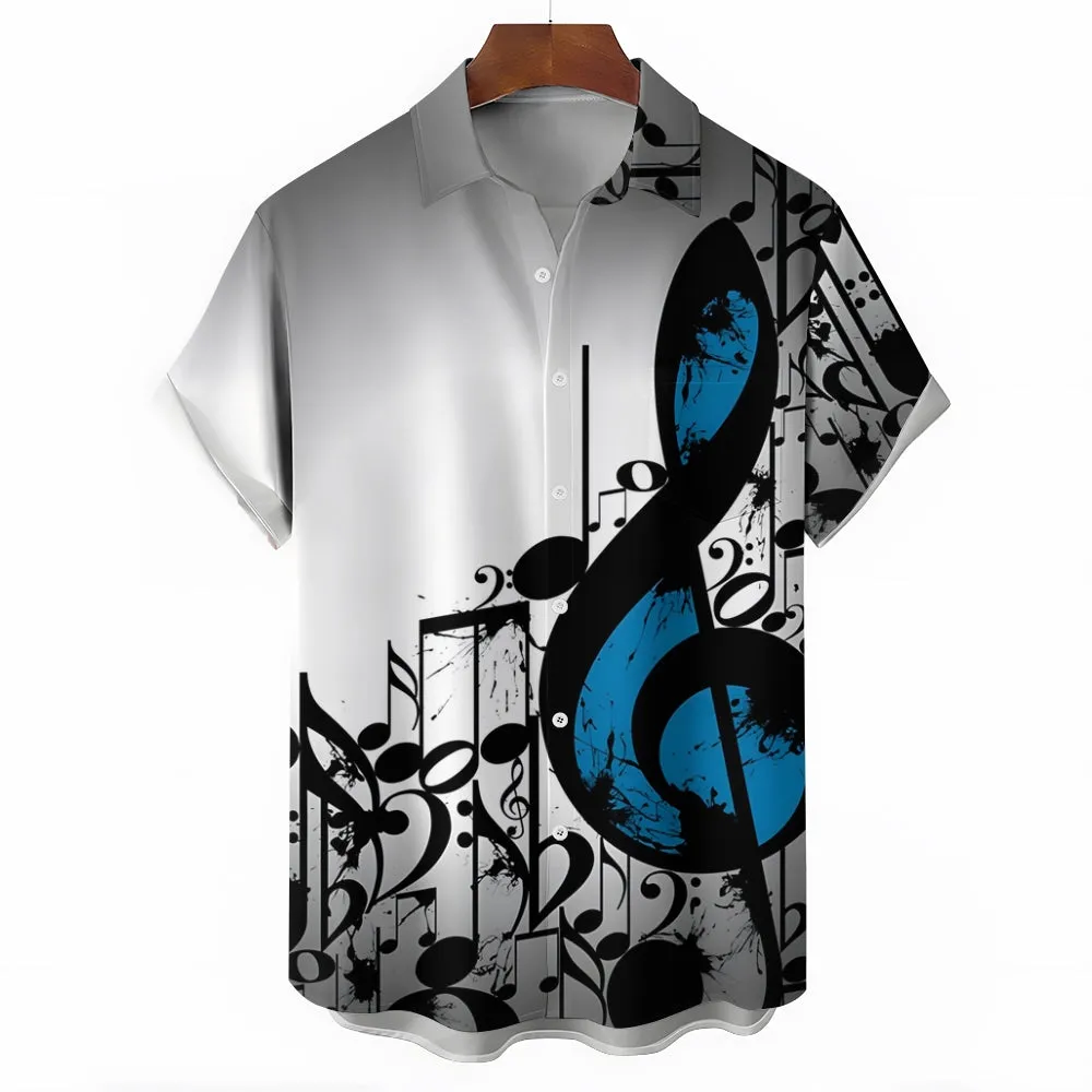 Men's Music Notes Casual Short Sleeve Shirt 2312000324
