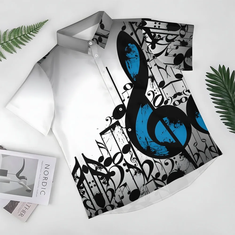 Men's Music Notes Casual Short Sleeve Shirt 2312000324