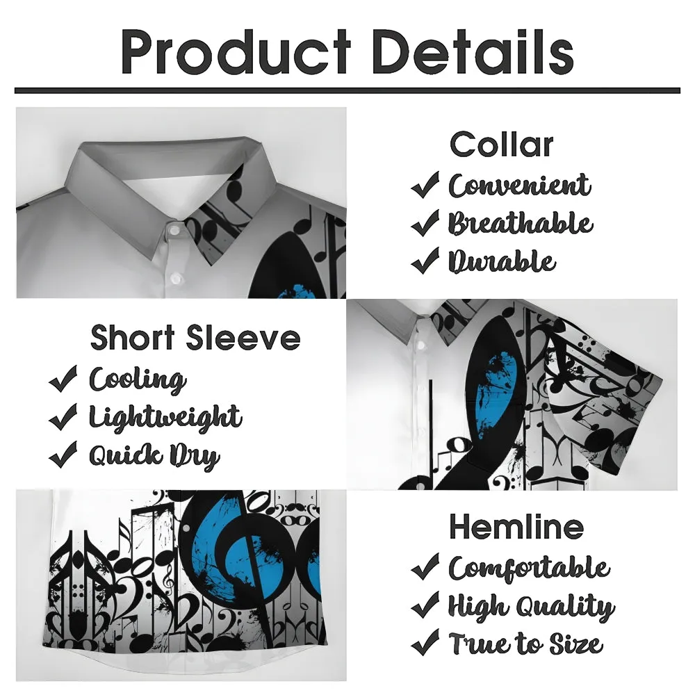 Men's Music Notes Casual Short Sleeve Shirt 2312000324