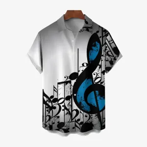 Men's Music Notes Casual Short Sleeve Shirt 2312000324
