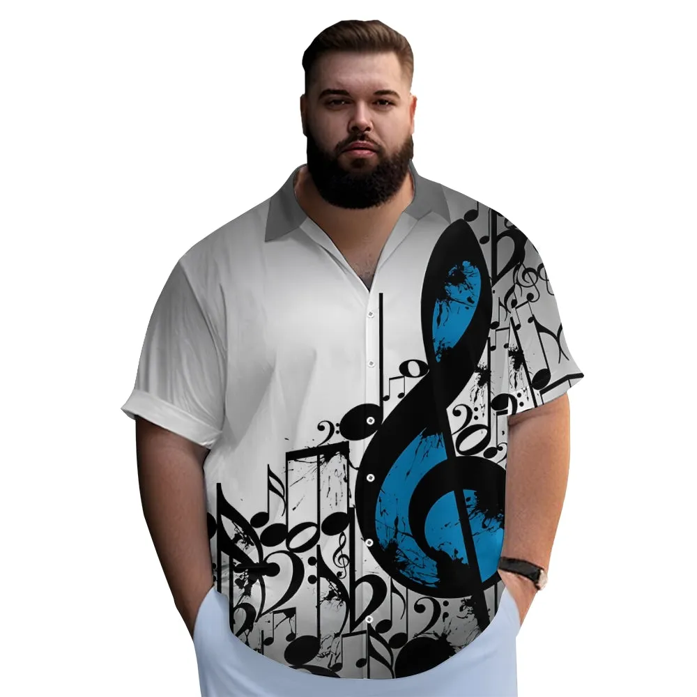Men's Music Notes Casual Short Sleeve Shirt 2312000324