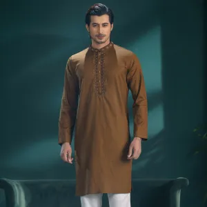 Mens Olive Embroidered Panjabi