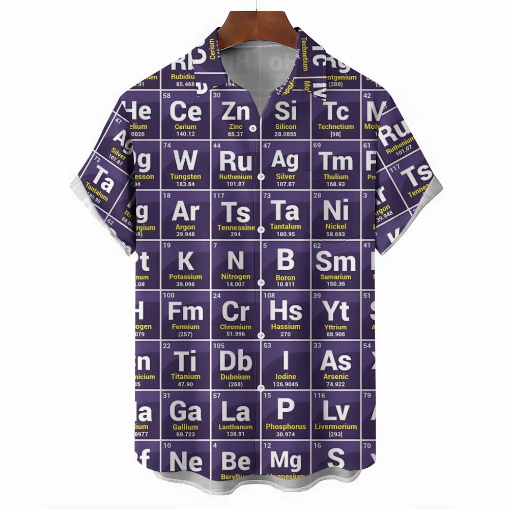 Men's Periodic Table Of Elements Casual Short Sleeve Shirt 2312000248
