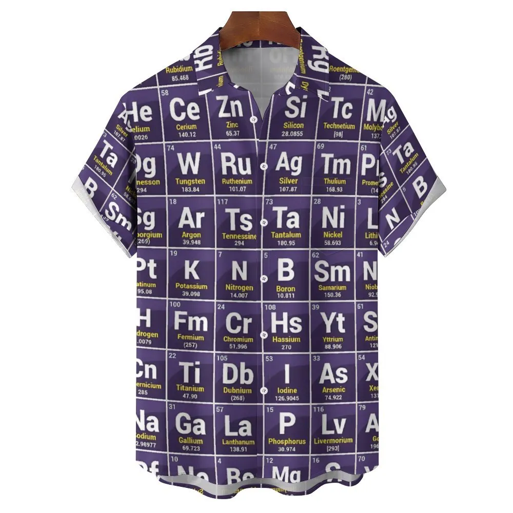 Men's Periodic Table Of Elements Casual Short Sleeve Shirt 2312000248