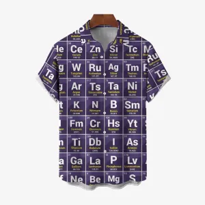 Men's Periodic Table Of Elements Casual Short Sleeve Shirt 2312000248