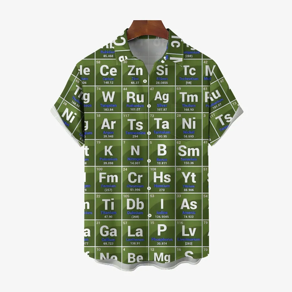 Men's Periodic Table Of Elements Casual Short Sleeve Shirt 2312000248