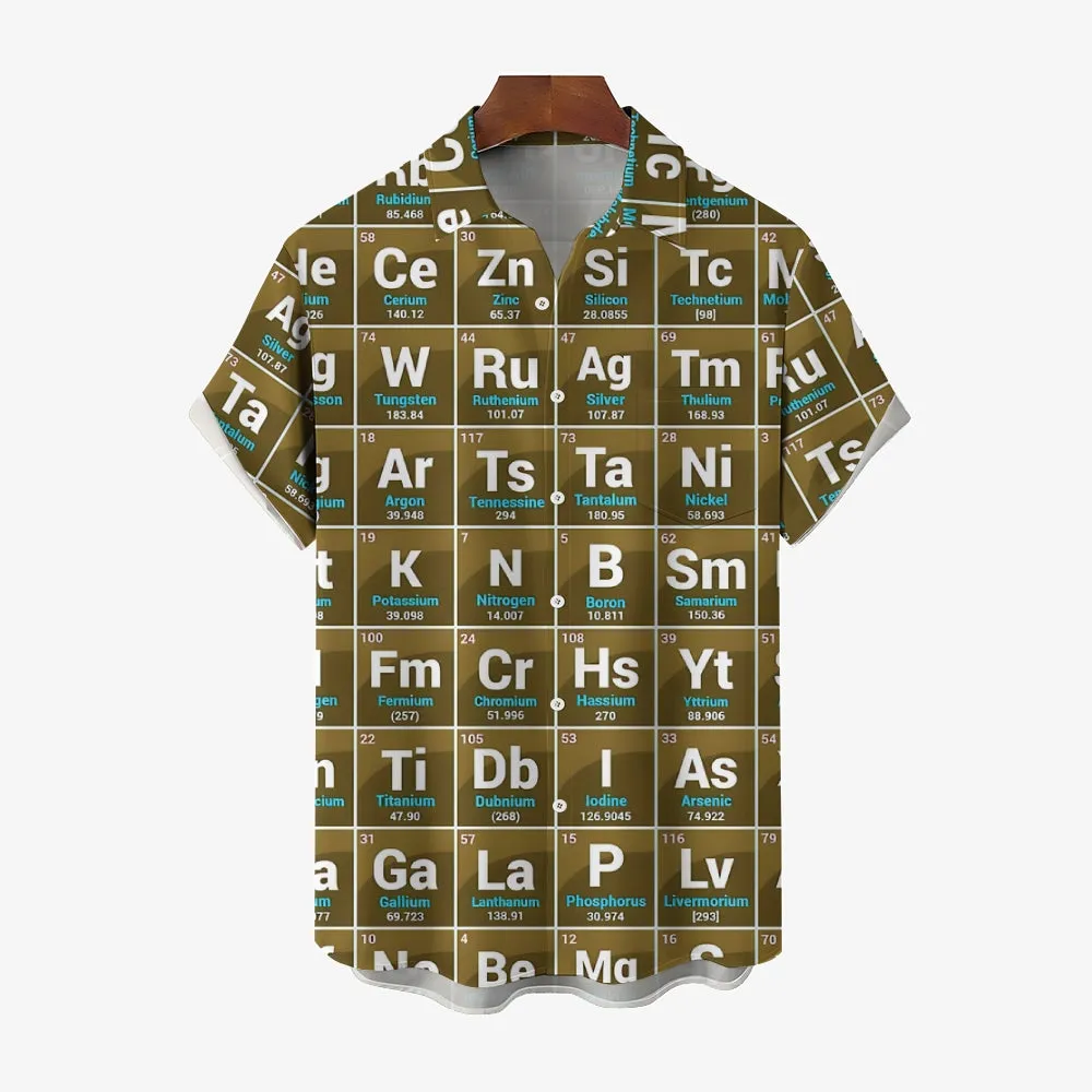 Men's Periodic Table Of Elements Casual Short Sleeve Shirt 2312000248