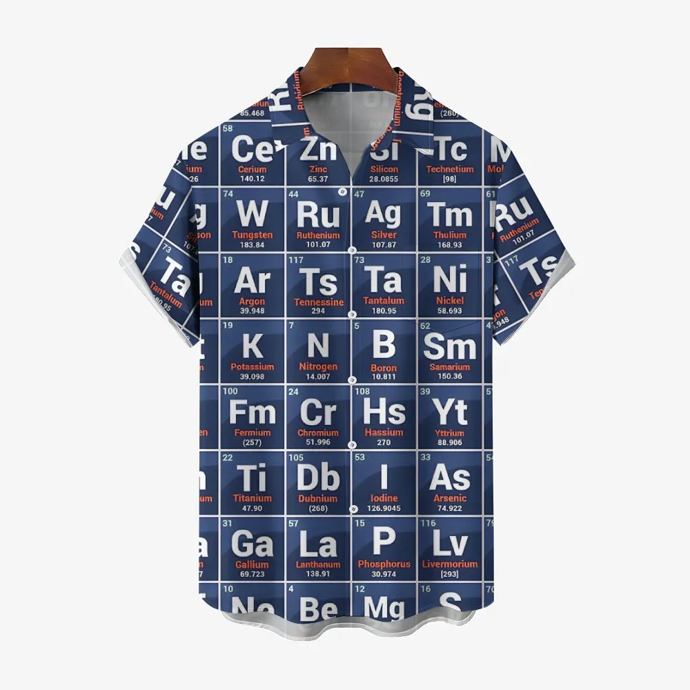 Men's Periodic Table Of Elements Casual Short Sleeve Shirt 2312000248