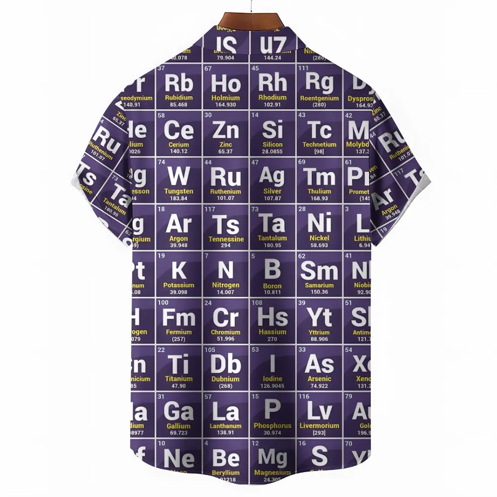 Men's Periodic Table Of Elements Casual Short Sleeve Shirt 2312000248