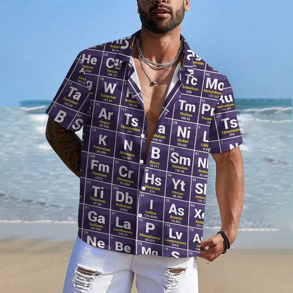 Men's Periodic Table Of Elements Casual Short Sleeve Shirt 2312000248
