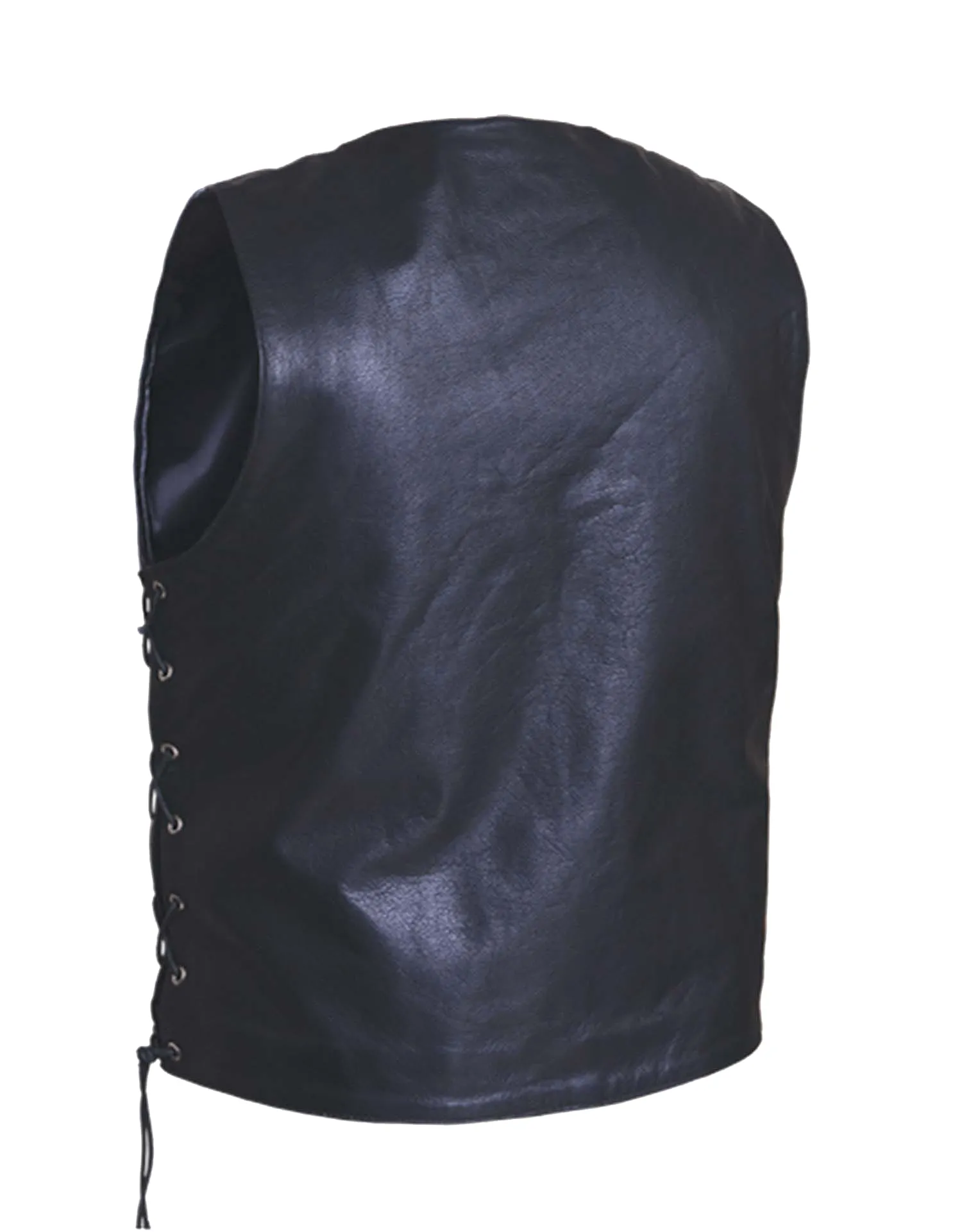 Men's Premium Leather Motorcycle  Vest with side laces
