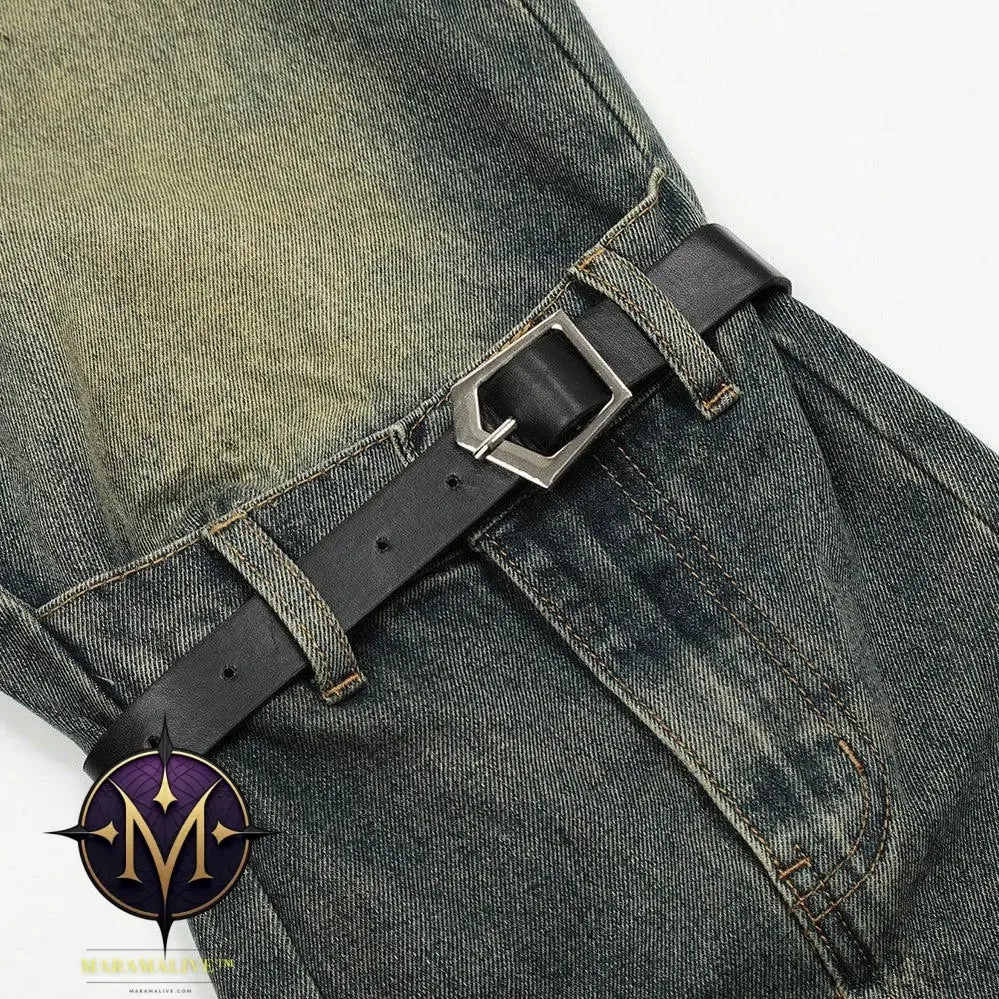 Men's Punk Rock Niche Personality Loose Wide Leg Horn Long Pants