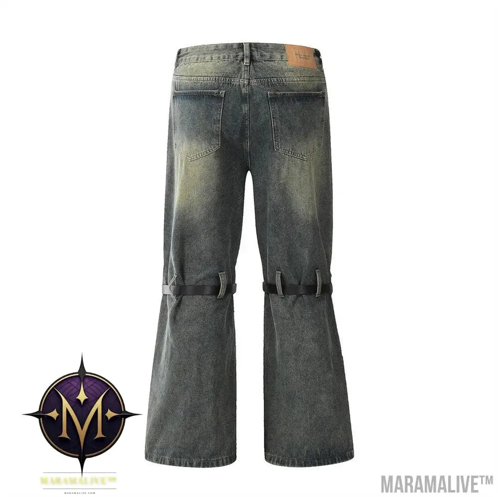 Men's Punk Rock Niche Personality Loose Wide Leg Horn Long Pants