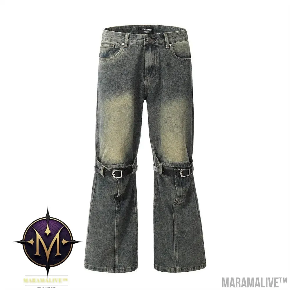 Men's Punk Rock Niche Personality Loose Wide Leg Horn Long Pants