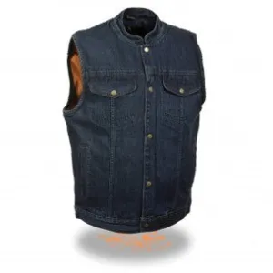 Men's Snap Front Denim Club Vest w/ Gun Pocket