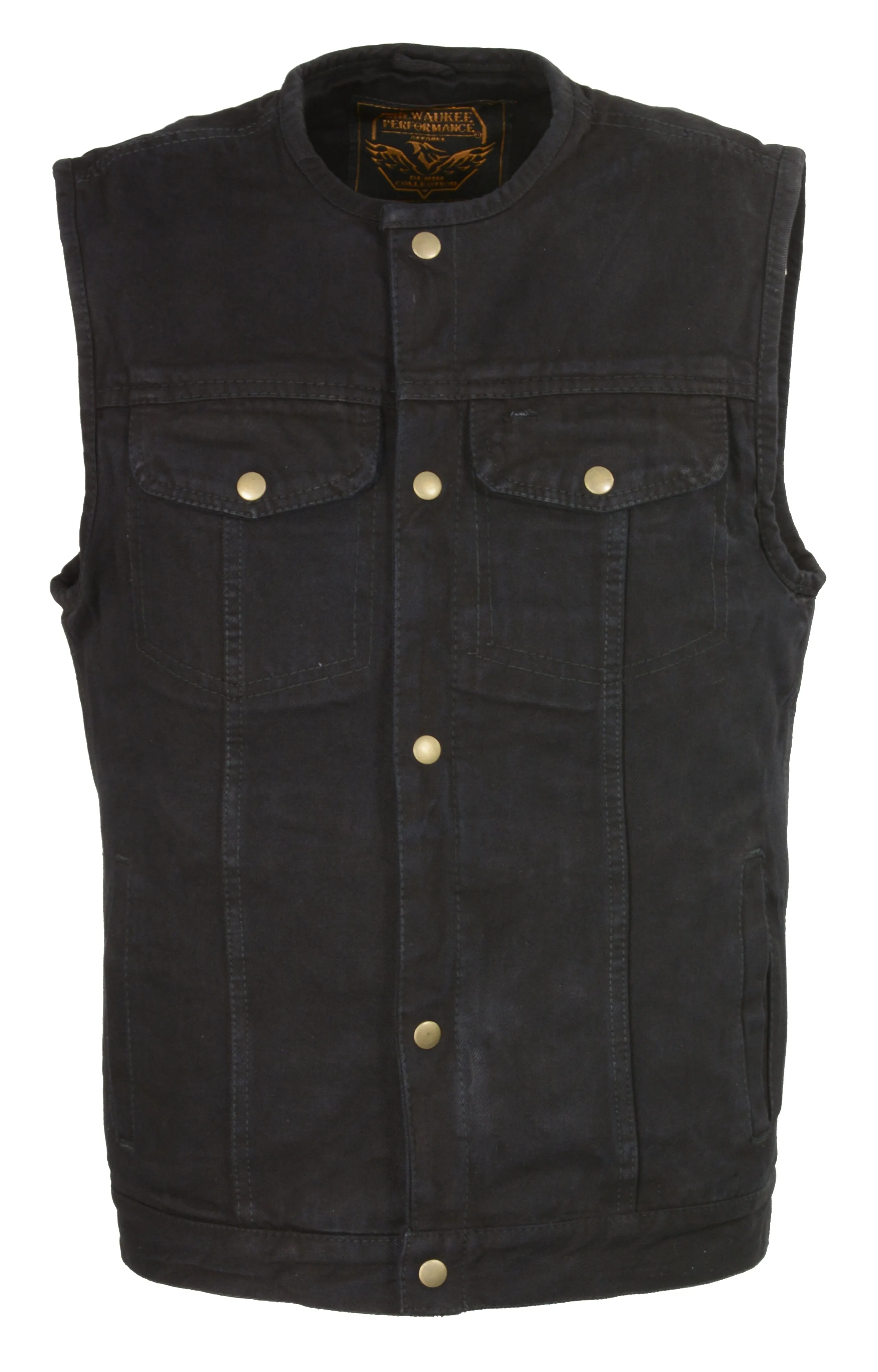 Men's Snap Front Denim Club Vest w/ Gun Pocket
