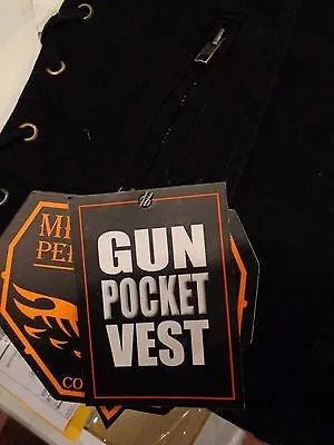 MEN'S SON OF ANARCHY BLUE DENIM MOTORCYCLE VEST 1 GUN POCKET INSIDE WITH ZIPPER