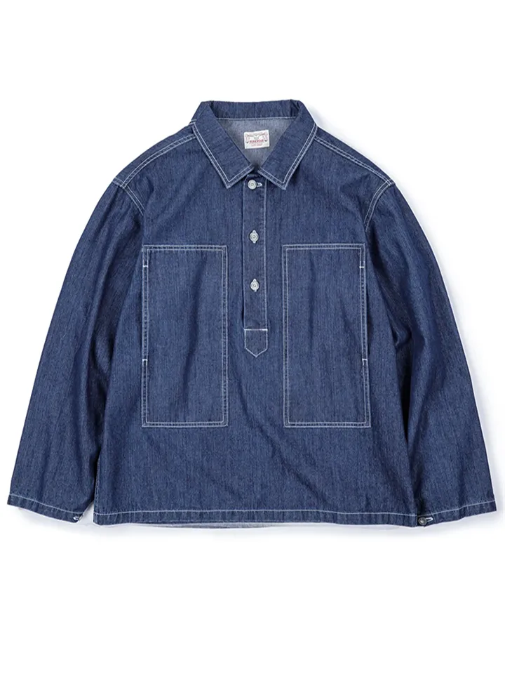 Men's Vintage Lapel Button Design Denim Coats