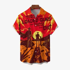 Men's Wild West Casual Short Sleeve Shirt 2404001708
