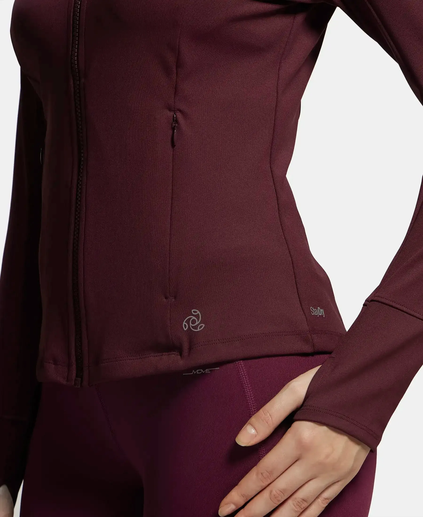 Microfiber Elastane Stretch Slim Fit Hoodie Jacket with Curved Back Hem - Wine Tasting