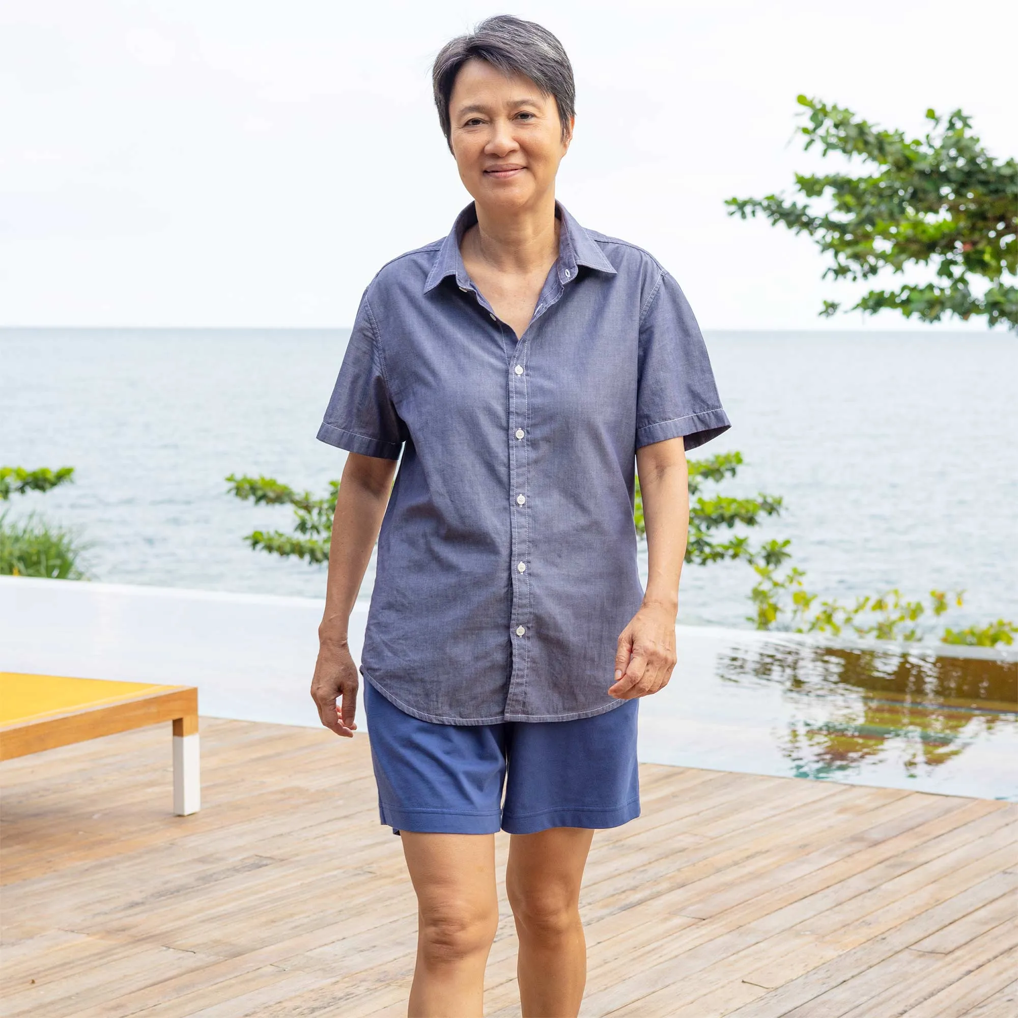 MILL BAY 100% Organic Cotton Short-Sleeve Shirt (Nut Buttons, OC Thread, Latex-free, Elastic-free, Plastic-free) (100% Biodegradable)
