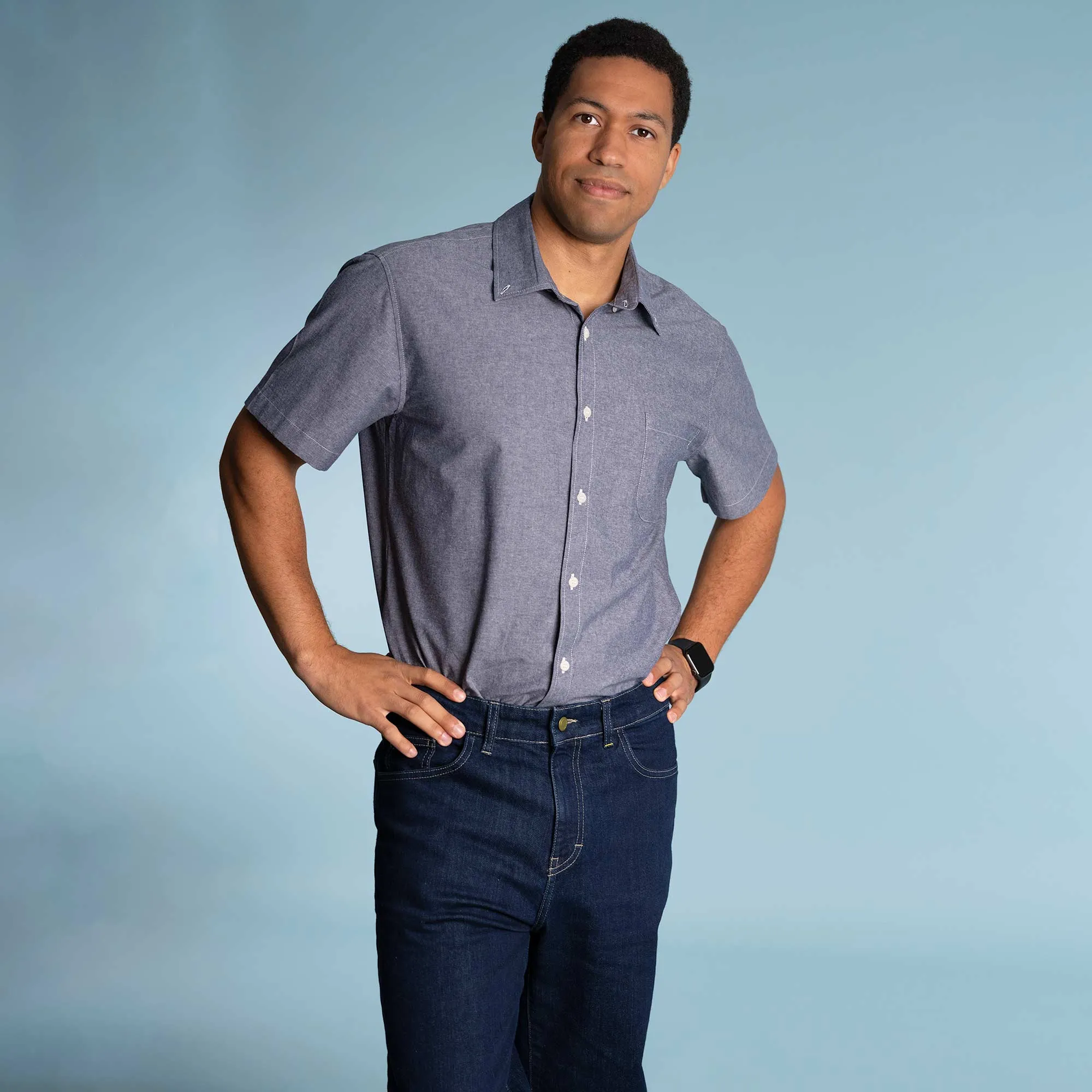 MILL BAY 100% Organic Cotton Short-Sleeve Shirt (Nut Buttons, OC Thread, Latex-free, Elastic-free, Plastic-free) (100% Biodegradable)