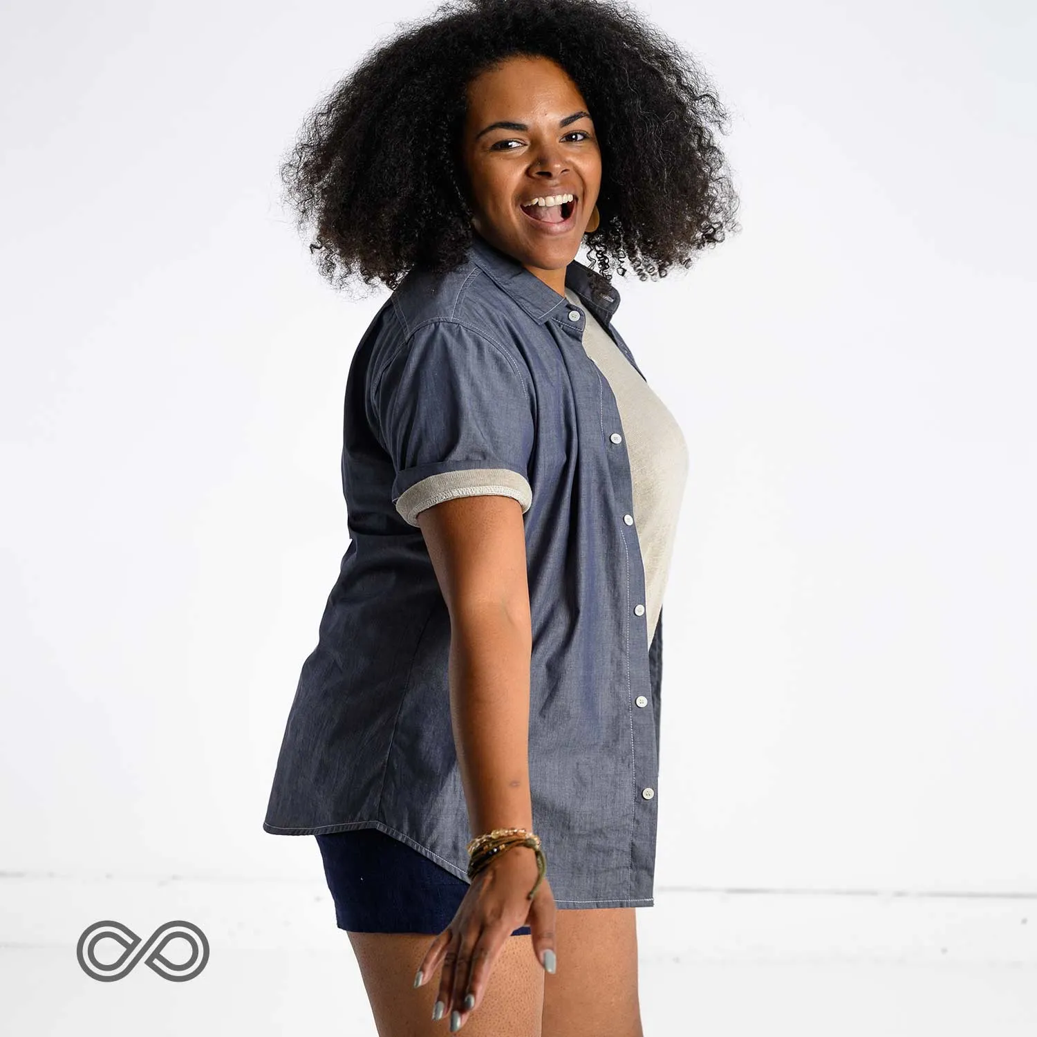 MILL BAY 100% Organic Cotton Short-Sleeve Shirt (Nut Buttons, OC Thread, Latex-free, Elastic-free, Plastic-free) (100% Biodegradable)