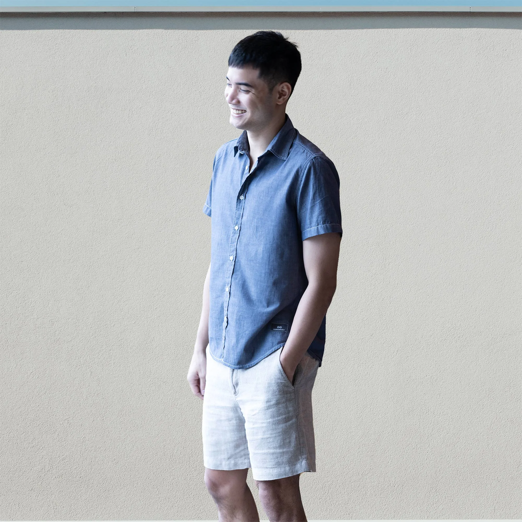 MILL BAY 100% Organic Cotton Short-Sleeve Shirt (Nut Buttons, OC Thread, Latex-free, Elastic-free, Plastic-free) (100% Biodegradable)