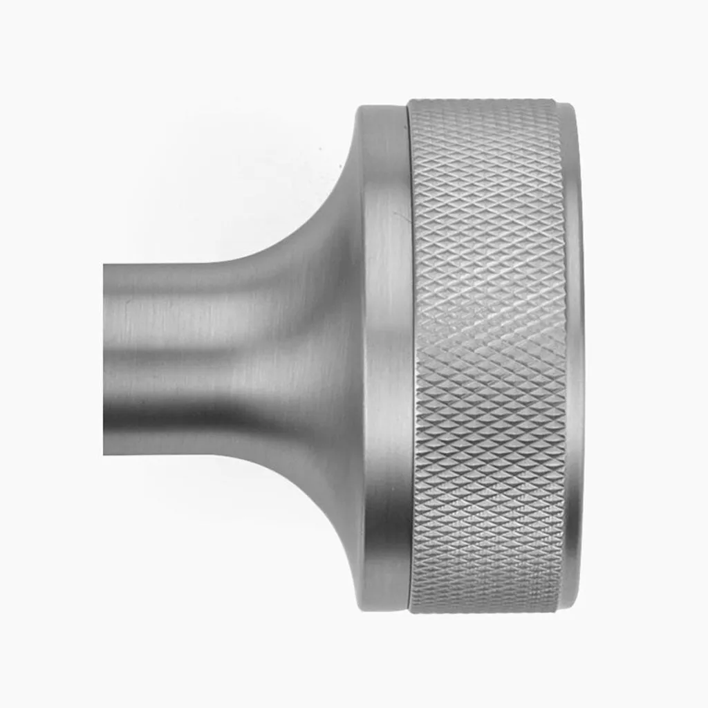 Modern Rectangular Knurled Conical Concealed Privacy Door Knob - Door Mount - 3" Brass/Polished Nickel