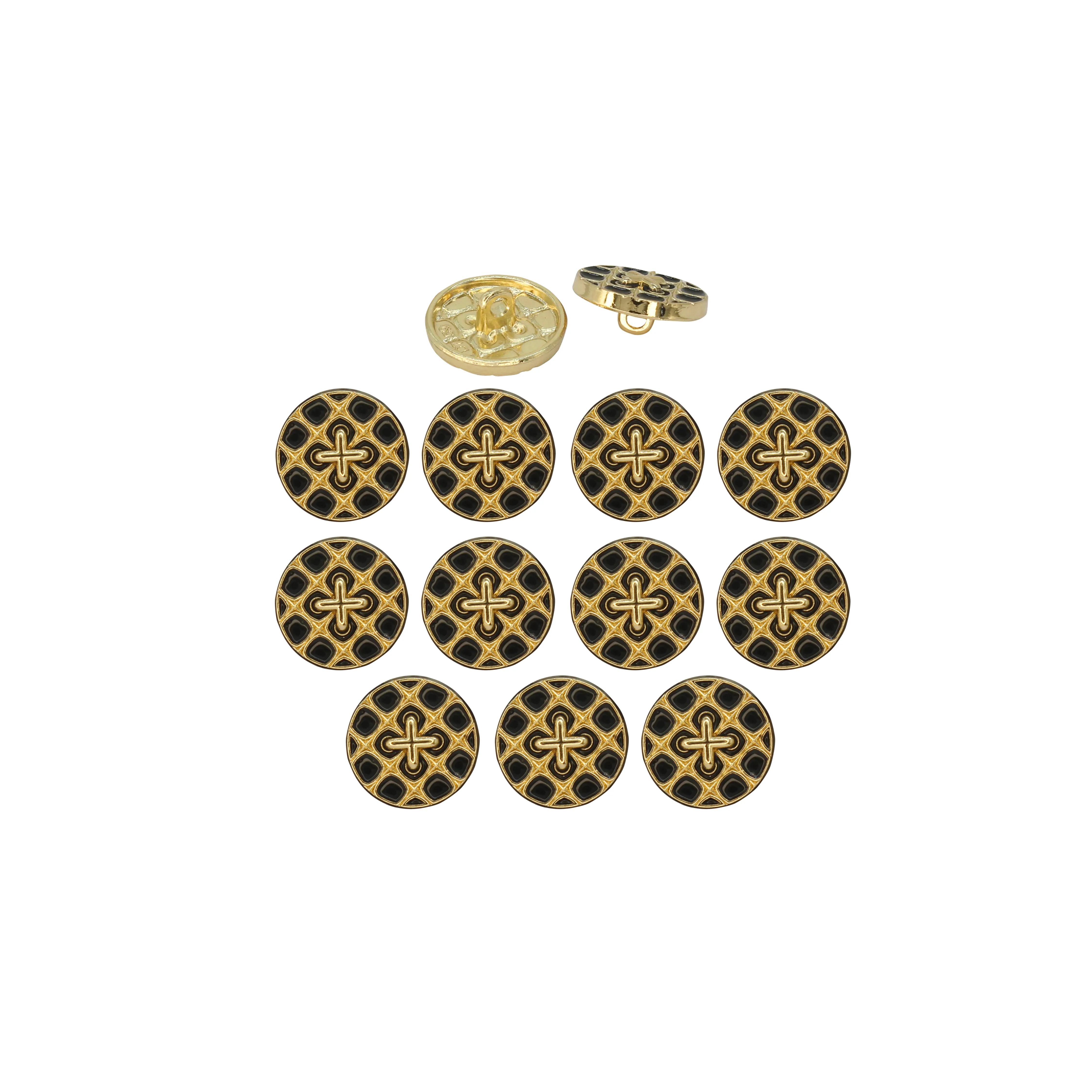 Monochrome Cross Design Metal Buttons