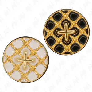 Monochrome Cross Design Metal Buttons