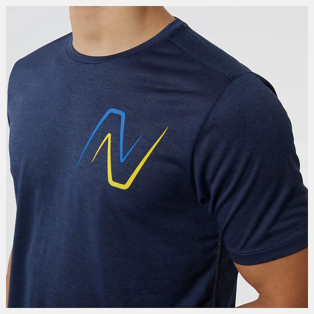 New Balance Mens Graphic Impact Run Short Sleeve Tee