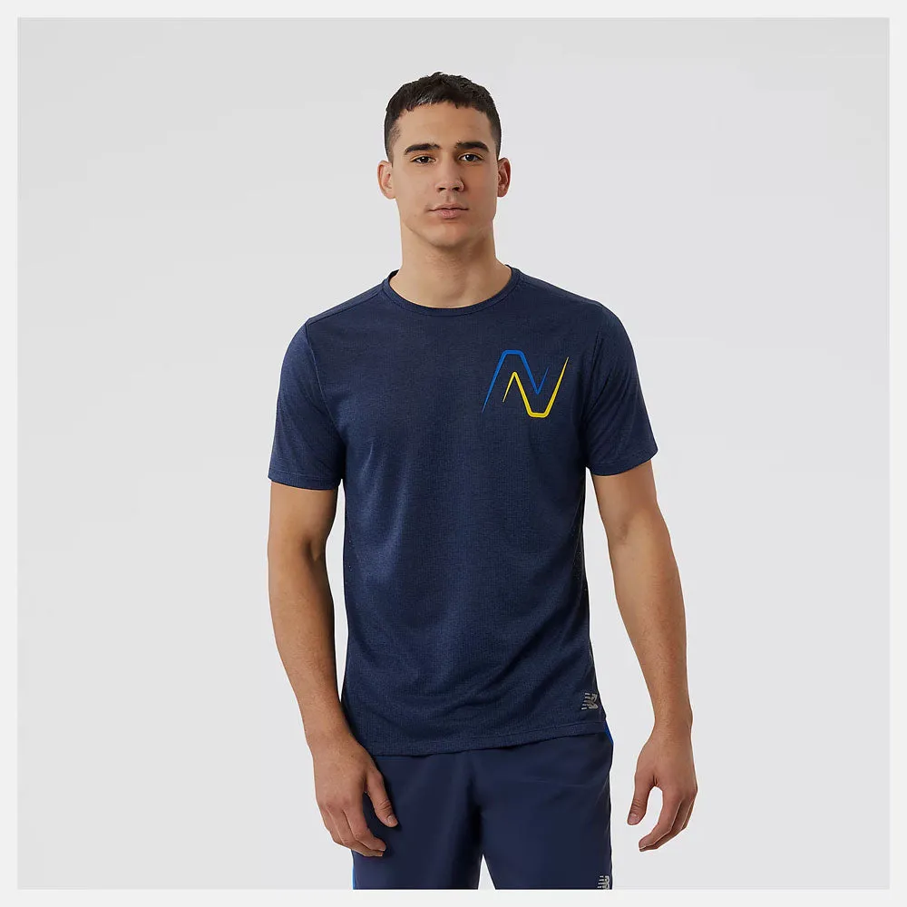 New Balance Mens Graphic Impact Run Short Sleeve Tee