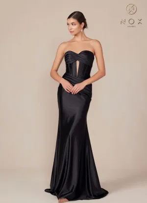 Nox Anabel T1500 Dress Satin Strapless Floor Length Keyhole Bodice
