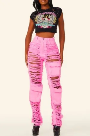 Paint Me Pink Destroyed Concert Jeans