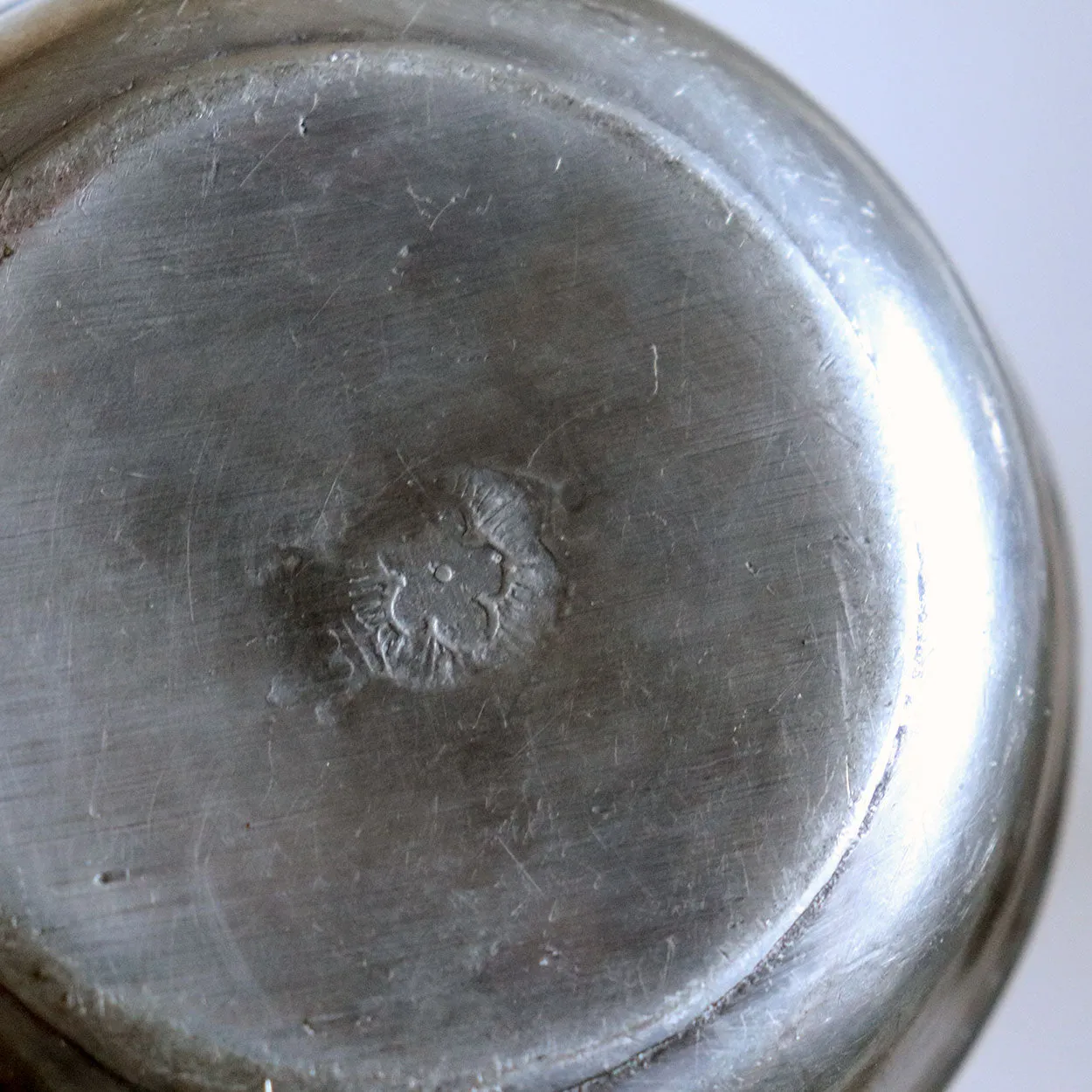 Pair of Vintage French Pewter One-Handle Wine Tasting Bowls (Tastevins)